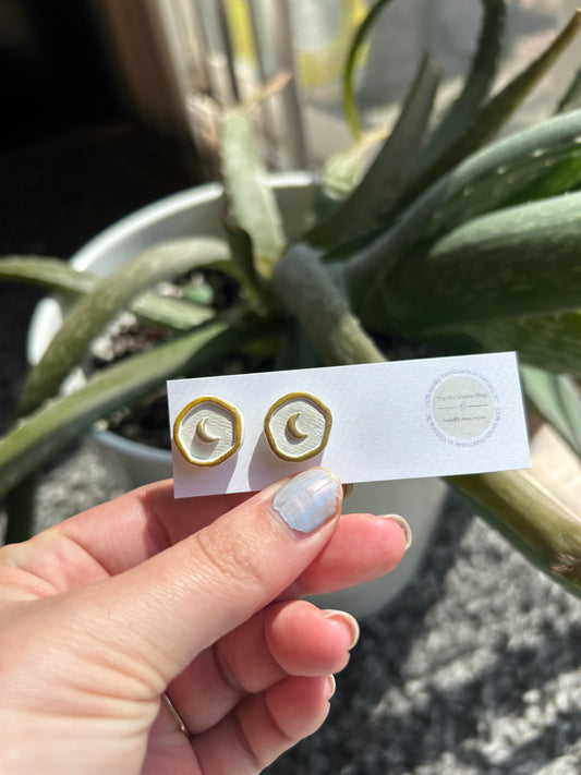 Gold moon studs