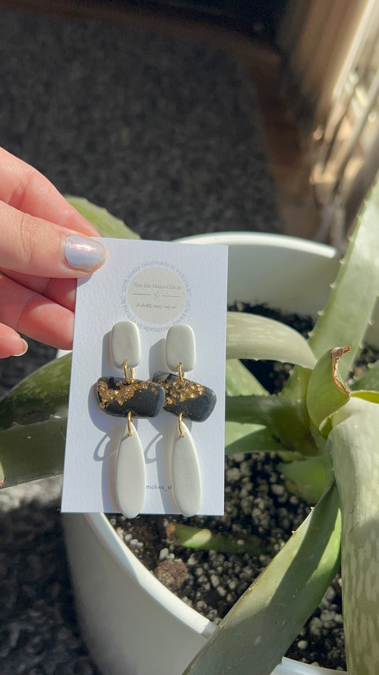 Black white and gold dangles